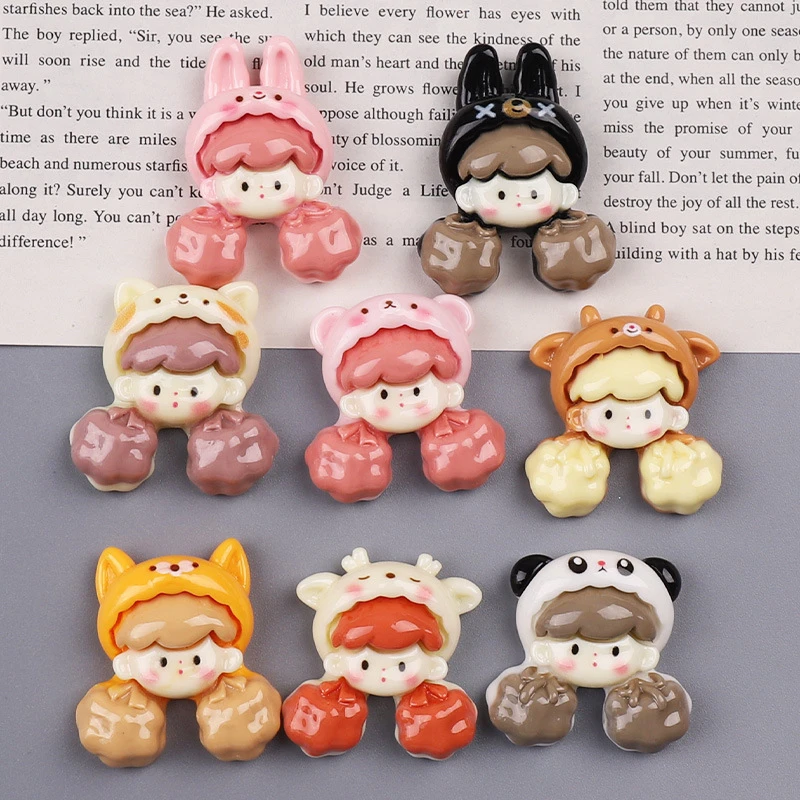 亮面爆米花可爱女孩头diy奶油胶自制手机壳发夹饰品树脂配件