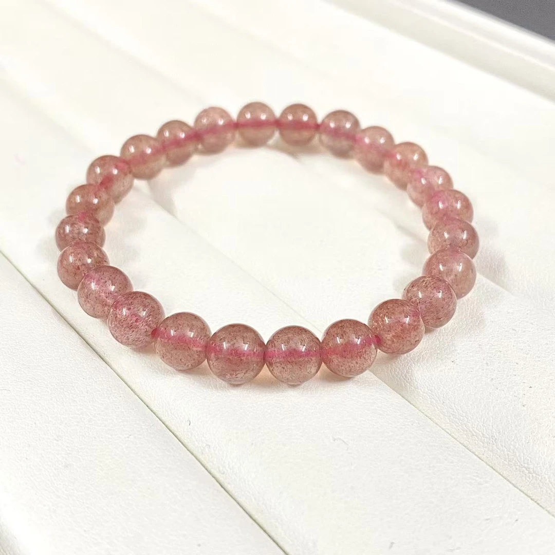 天然草莓晶单圈手串7mm+