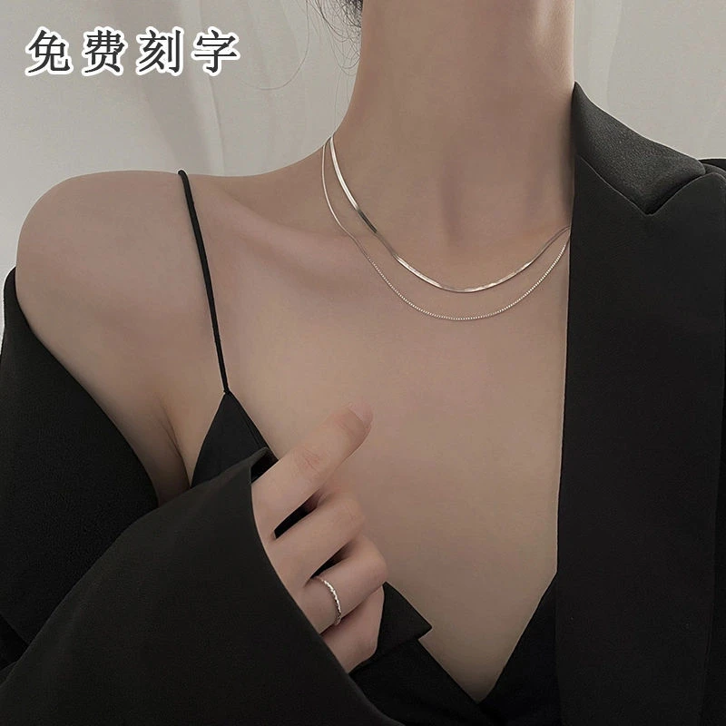 不锈钢项链 双层叠戴项链ins不掉色轻奢冷淡锁骨链气质高级感新款