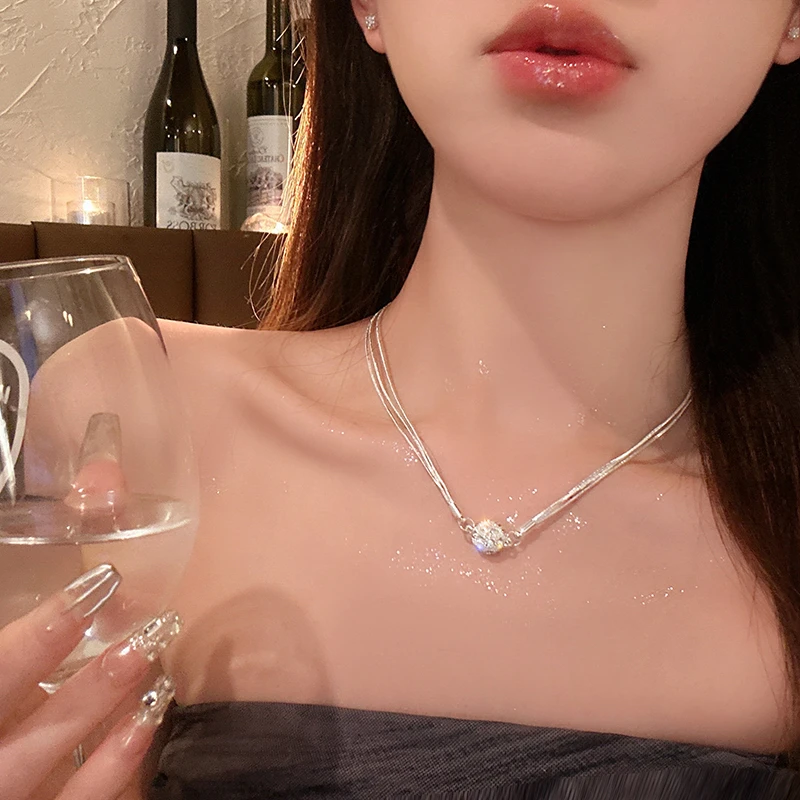 链子925银 吸引力~磁吸多层叠戴项链轻奢2023年百搭闪钻温柔时尚