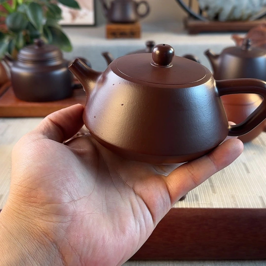 宜兴原矿紫砂壶柱础石瓢240cc紫泥
