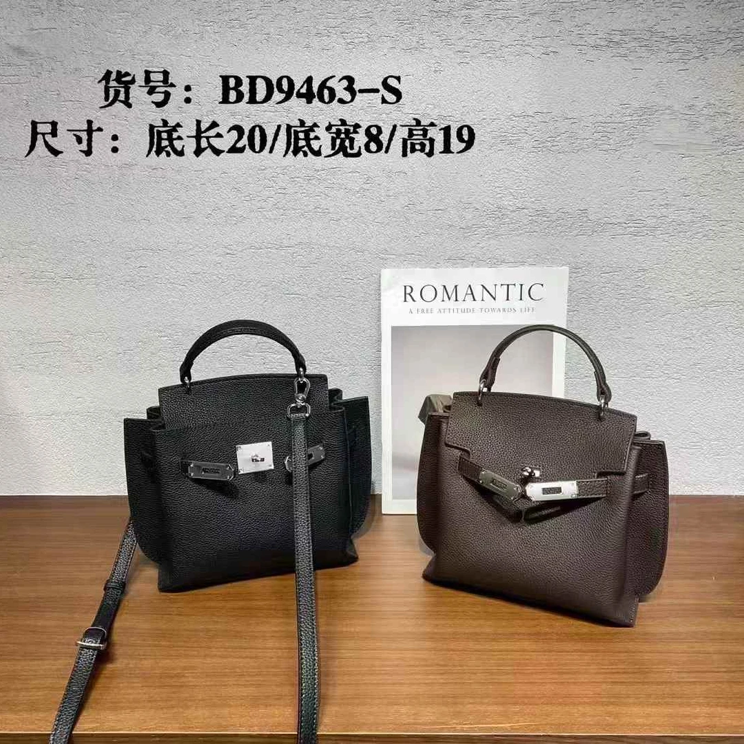 秋新款高级感头层牛皮韩版凯莉包单肩斜挎包手拎真皮女包气质