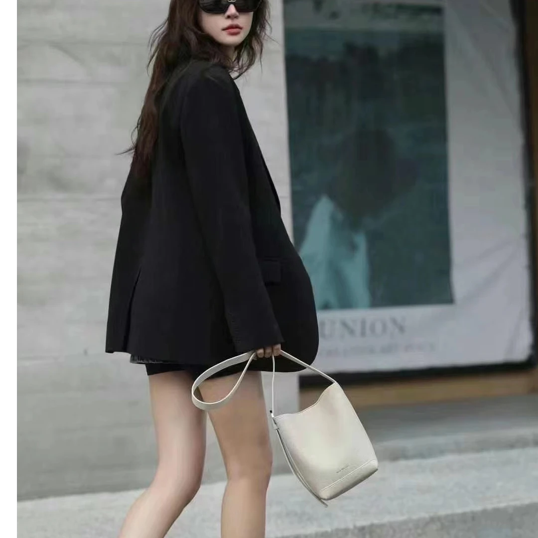 百豆专柜真皮女包包迷你水桶包时尚牛皮斜挎包休闲百搭单肩包4611