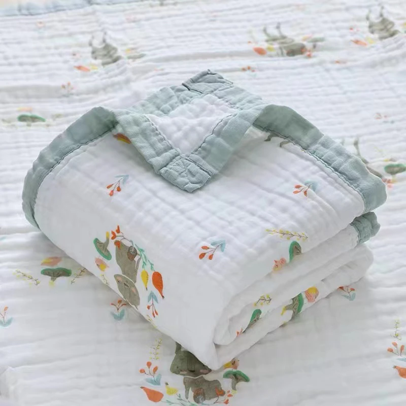 婴儿浴巾纯棉6层纱布超柔吸水新生儿盖毯宝宝洗澡