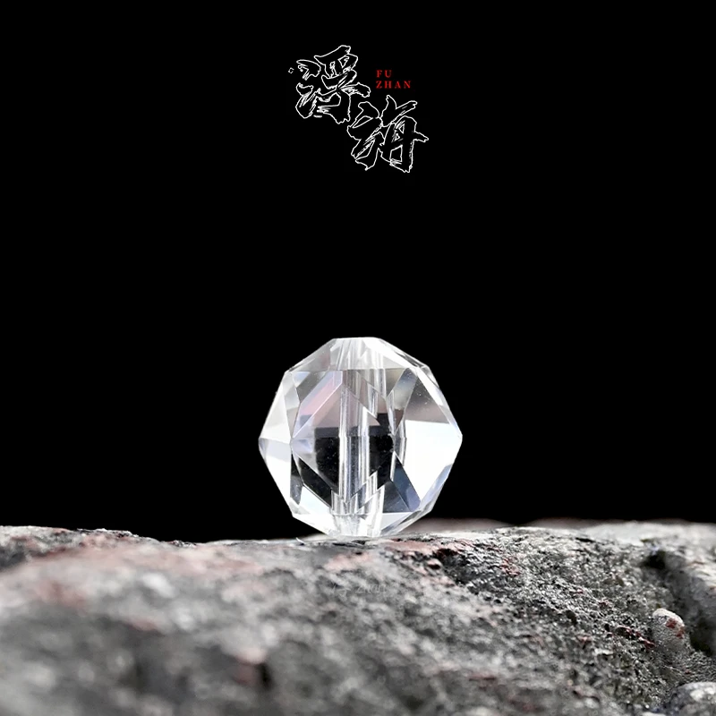 10MM白水晶平切无相散珠文玩星月菩提手串DIY配饰配珠单珠散珠子