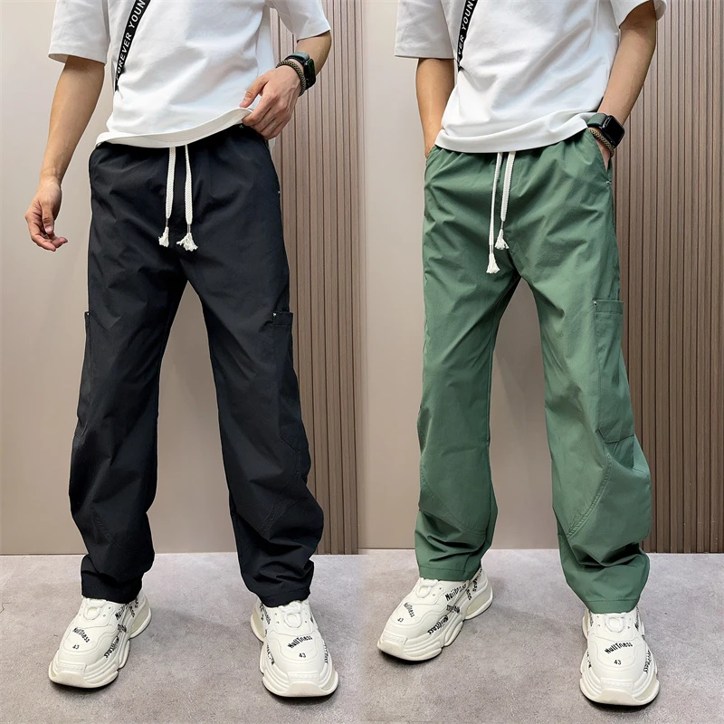 时尚户外潮流休闲裤男士牛仔裤男款秋冬款长裤直筒抽绳秋冬爆款