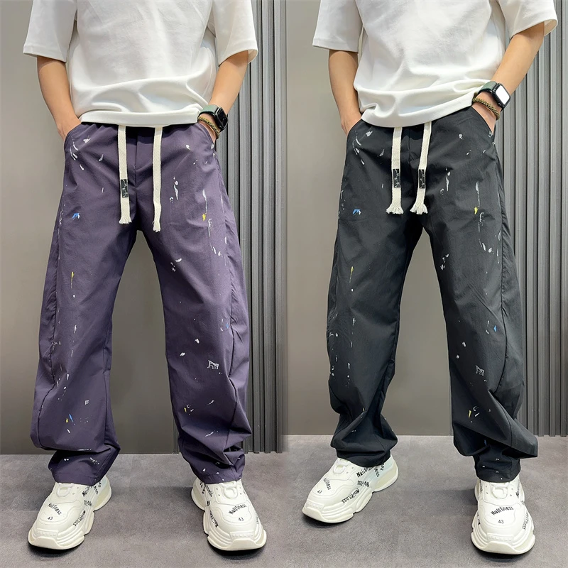 美式宽松休闲裤夏季新款潮流直筒男士哈夏季男士复古直筒阔腿裤