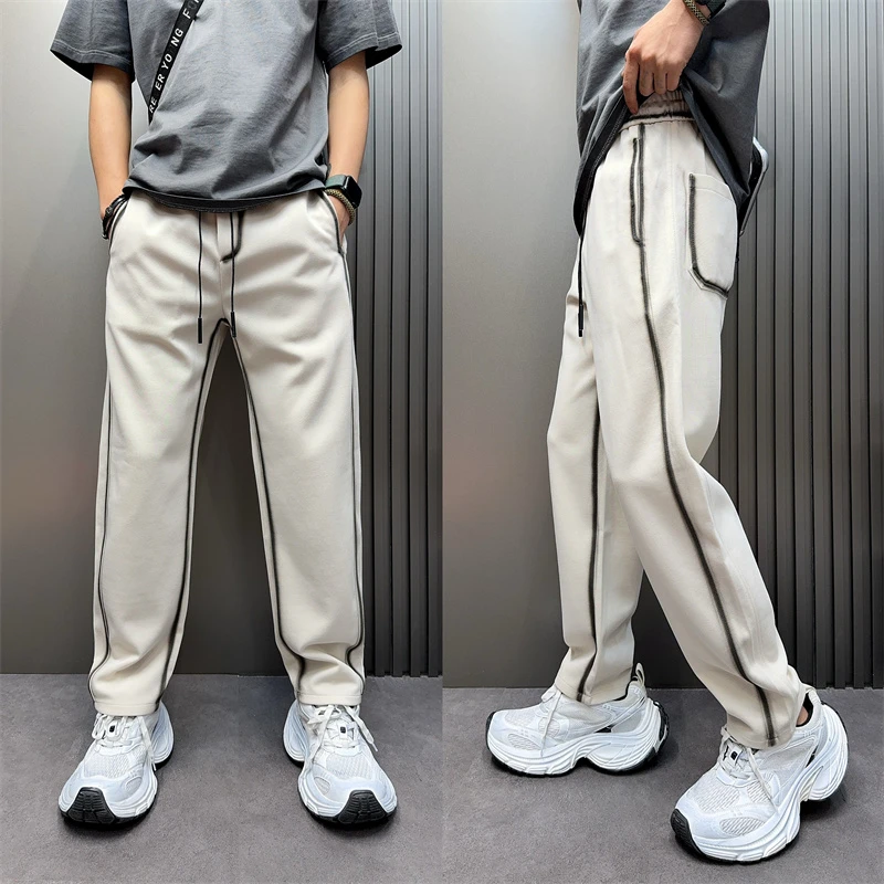 2025秋季新款美式高级感痞帅休闲阔腿拖地裤设计美式痞帅阔腿卫裤