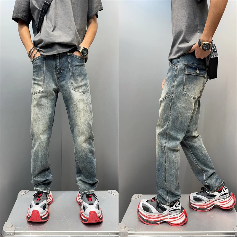新款黑色裤子男款秋冬款牛仔裤牛仔男士高级感裤子男士宽松男裤