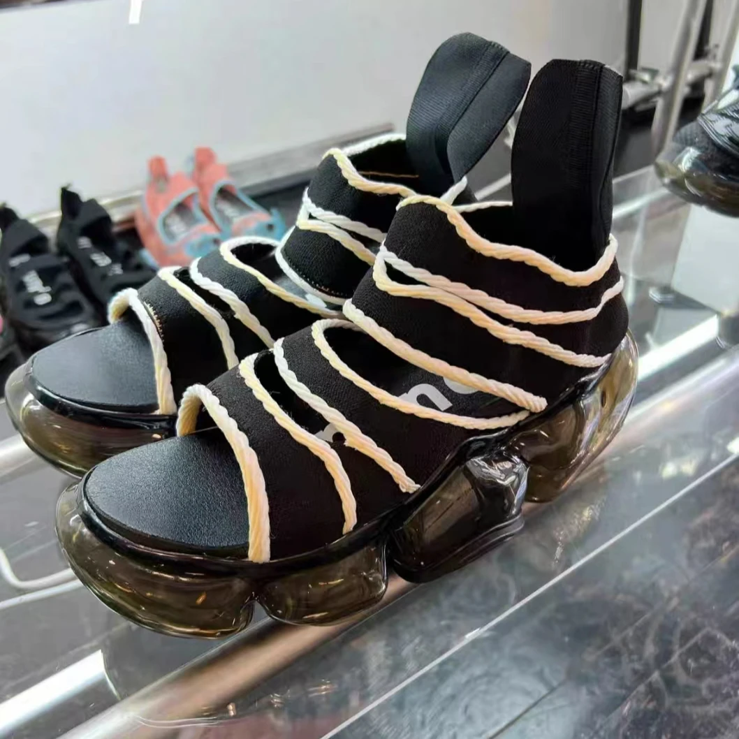 grounds  24春夏新品气垫厚底凉鞋时尚休闲夏季露趾高帮