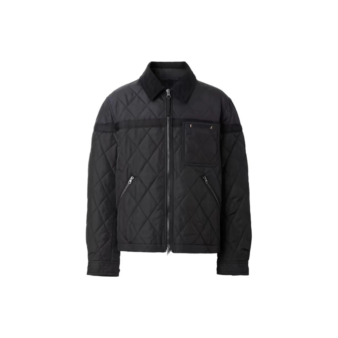 99新 BURBERRY/博柏利 菱形胸前口袋拉链翻领夹克外套s码 /A02089