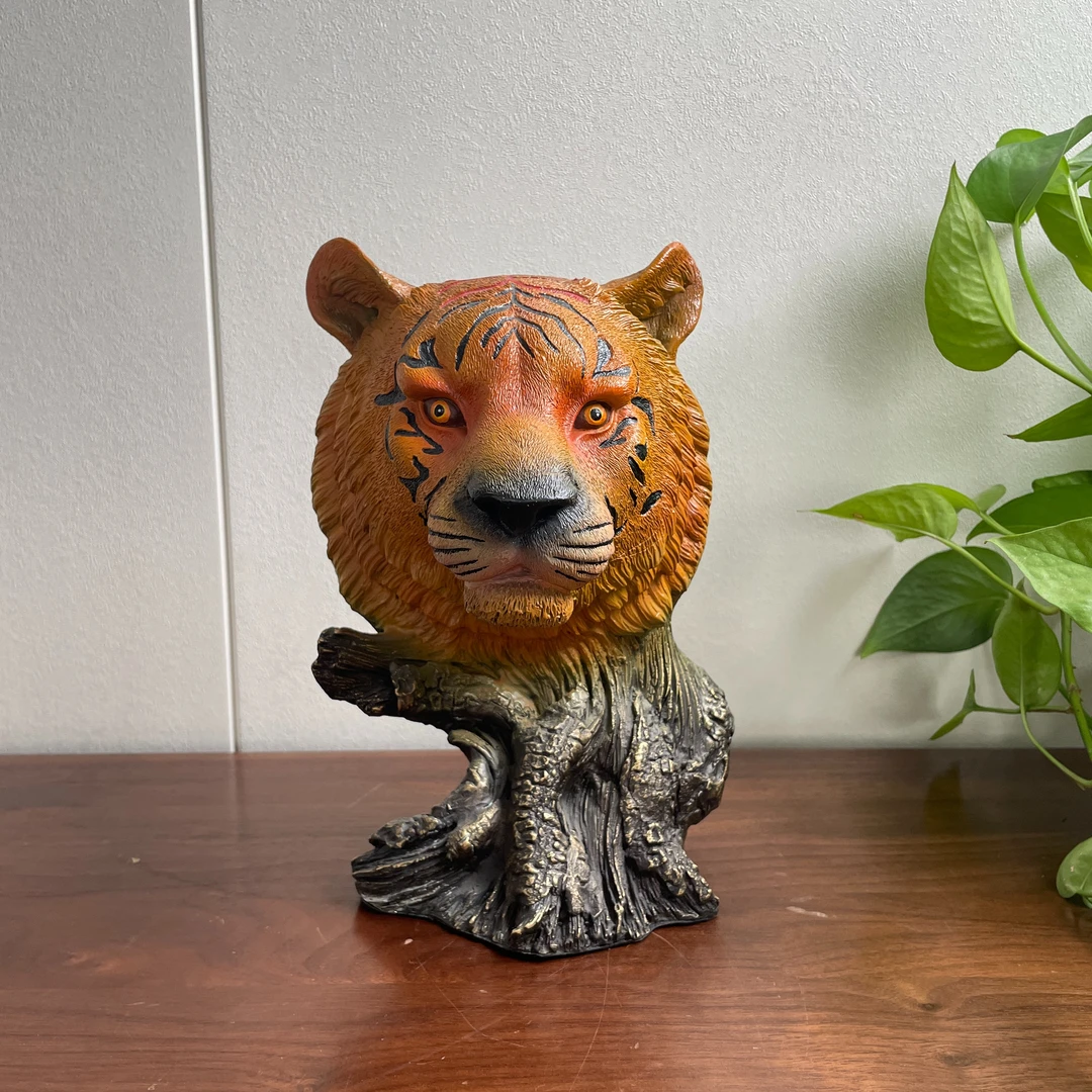 铜印象全铜工艺品【虎首】创意家居饰品办公室办公桌博古架酒柜摆件