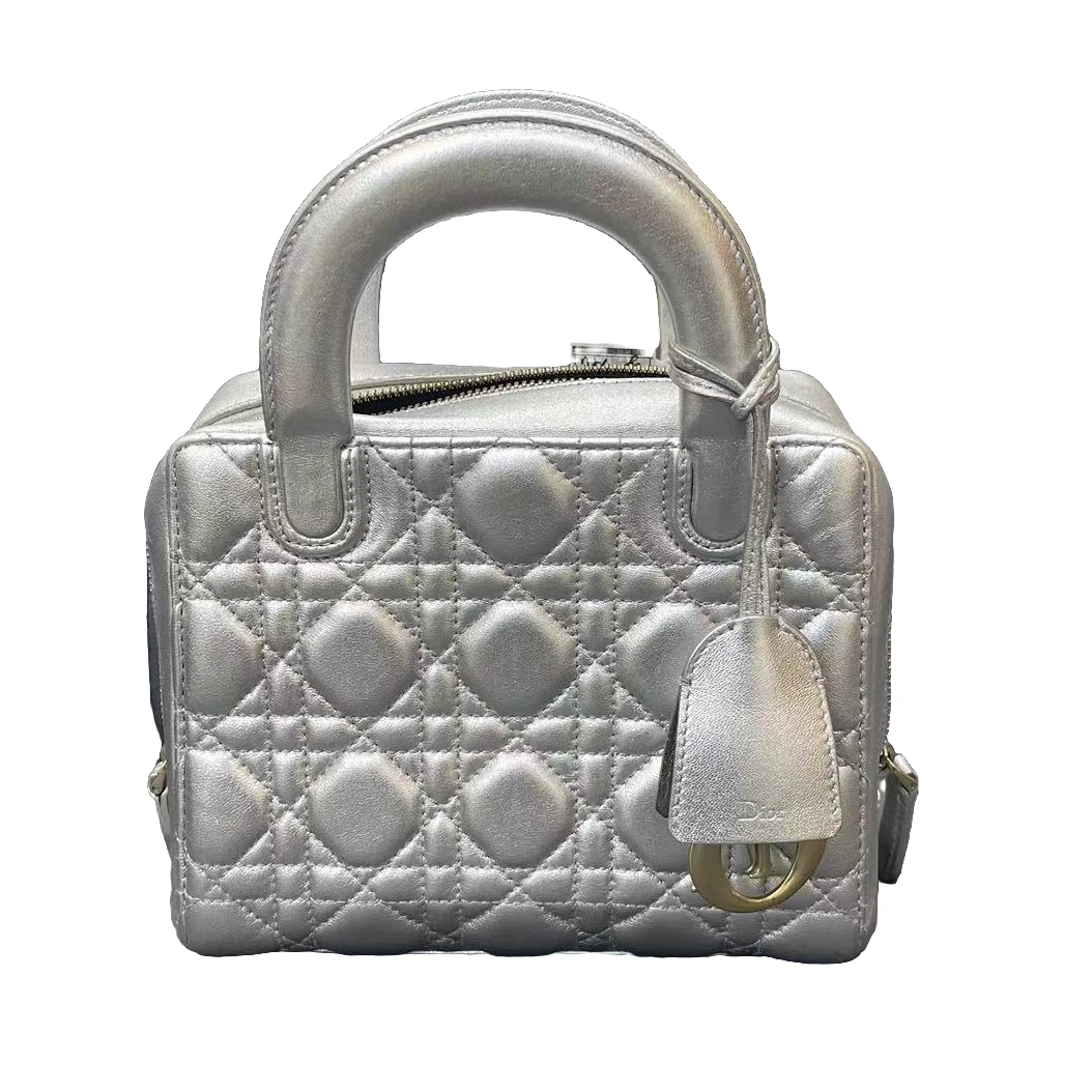 95新 DIOR/迪奥 灵灵子/DIOR四格戴妃银色97新/手提斜跨包