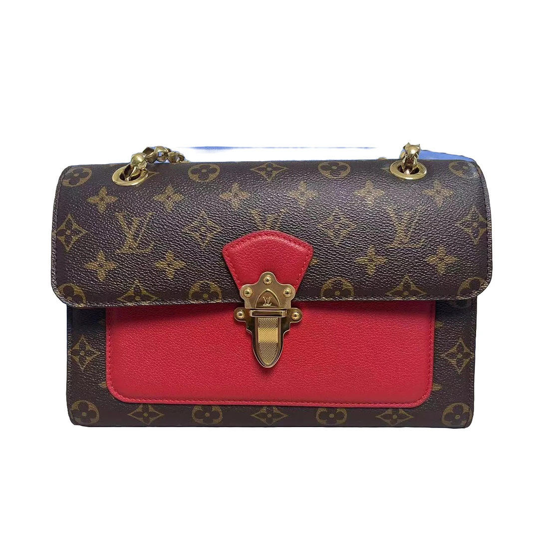 99新 LouisVuitton/路易威登 星禾/维多利亚红拼芯片款/斜跨包