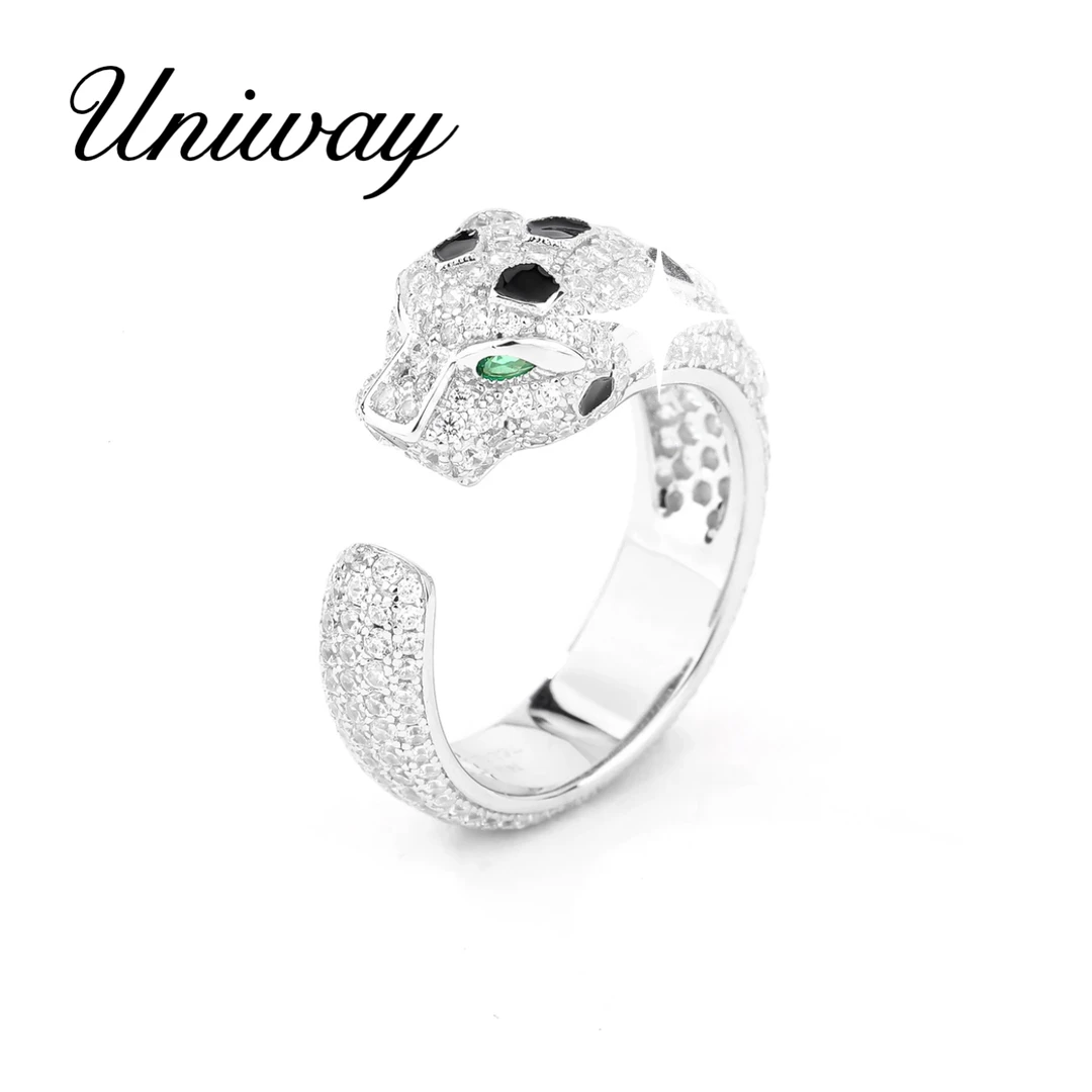 925银戒指 【Uniway】奢华满钻 美洲豹 戒指 贵气戒指豹子