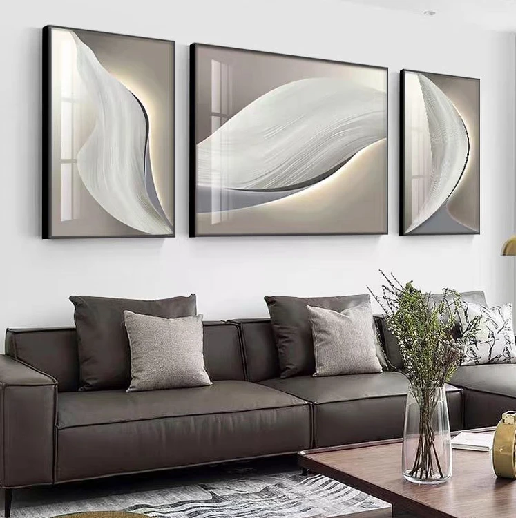 轻奢抽象客厅装饰画现代简约大气沙发背景墙挂画高档艺术三联壁画