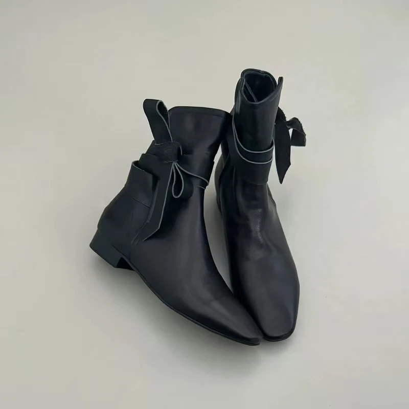 韩版粗跟两穿短靴女2024新款秋冬低跟时装靴时尚百搭