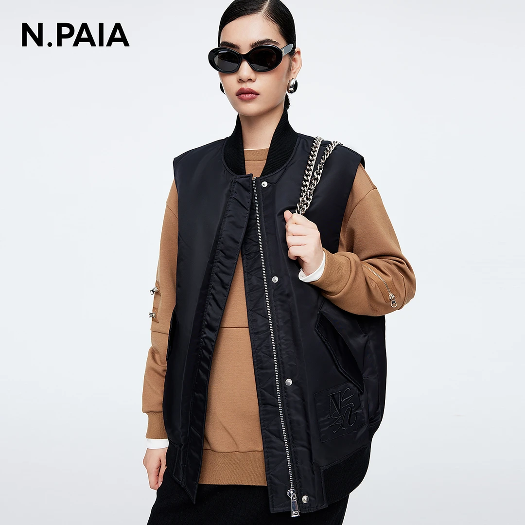 恩派雅秋冬新款防风拉链羽绒马甲工装大口袋羽绒外套XNIAAY001A