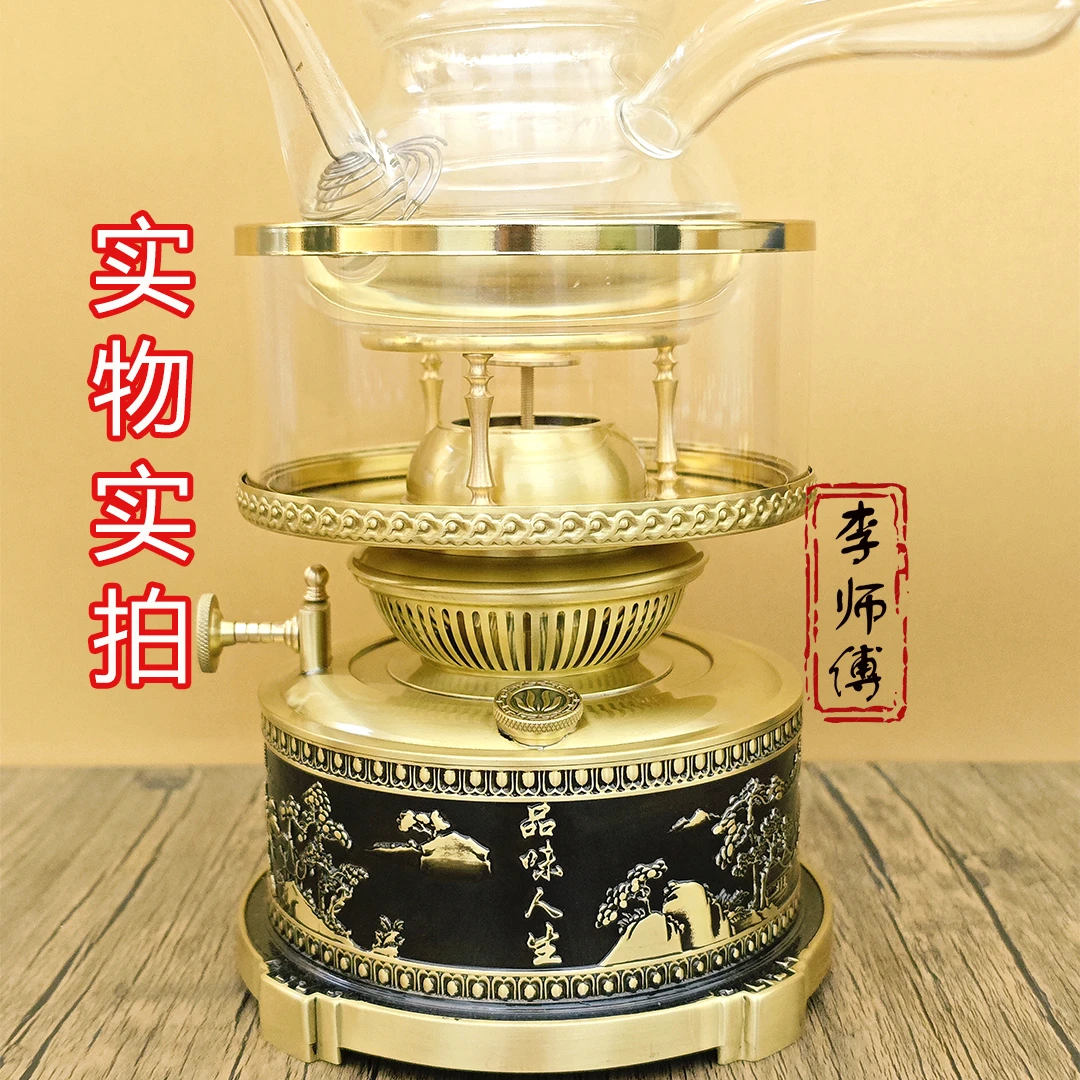 潮汕古铜色空气灯玻璃茶炉煮水煮茶养生茶复古潮汕功夫茶具套装