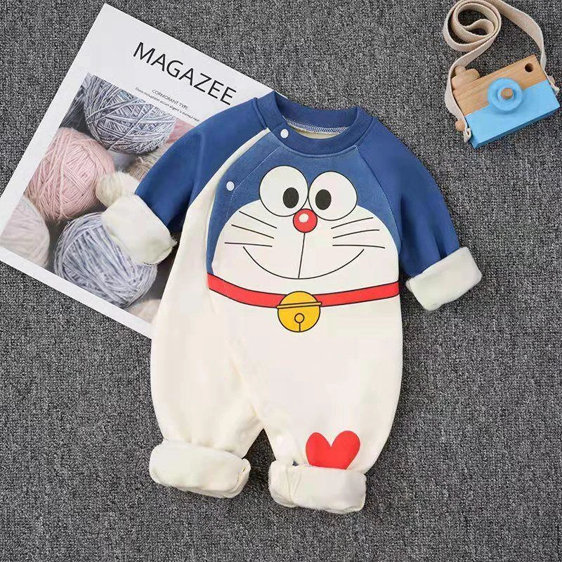 婴儿加绒连体衣秋冬款满月宝宝加厚保暖哈衣男女新生儿爬服0-1岁