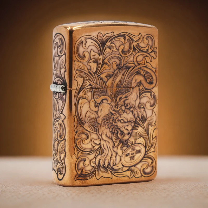 ZIPPO【蚊版】紫铜3D唐草貔貅仙子 打火机 KF