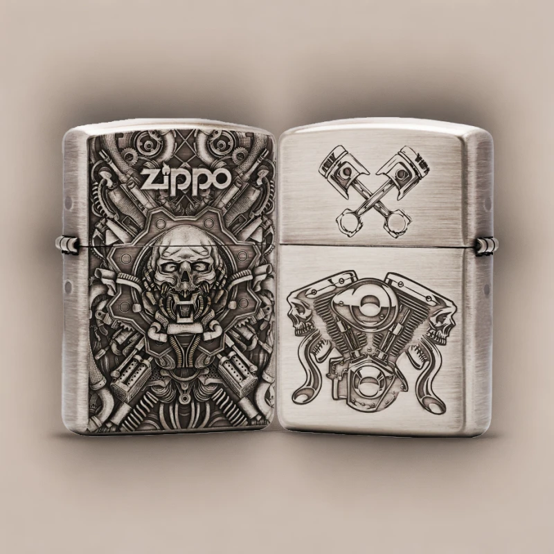 ZIPPO镀银哈雷 发动机 正品煤油打火机 KF-FD