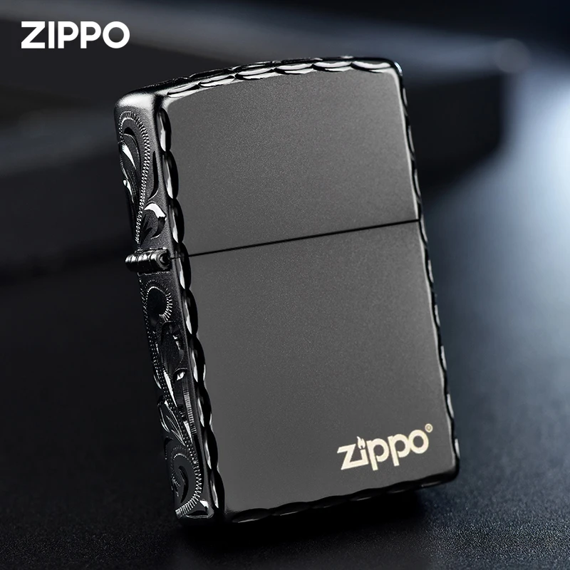 打火机zippo正版 可定制刻字精雕黑磨砂正品男士礼物限量DY8702ZB