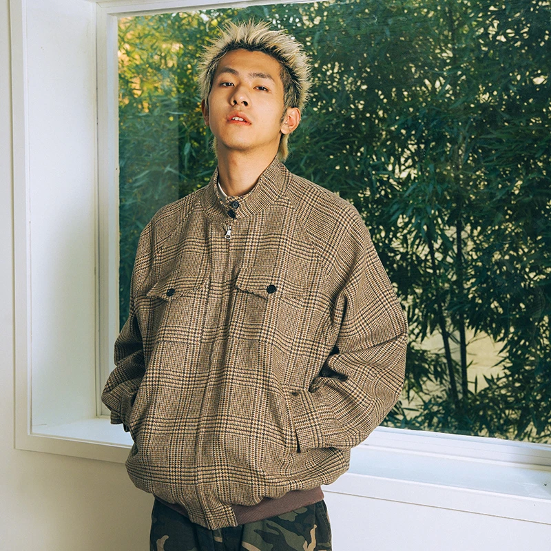 SOSTINE「千鸟格 立体剪裁」  高级感哈灵顿外套男女短宽夹克