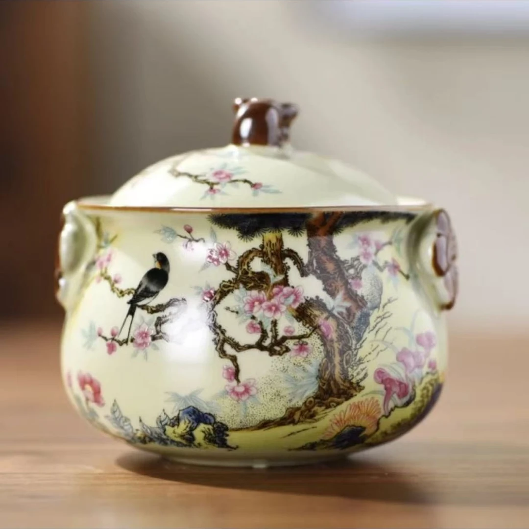 等风茶器专享-岑汝宝瓶手抓壶梅花雀上枝头开片茶壶