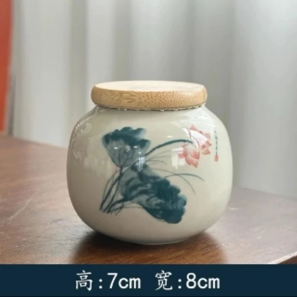 DD-F248-荷花粗陶茶叶罐XMG