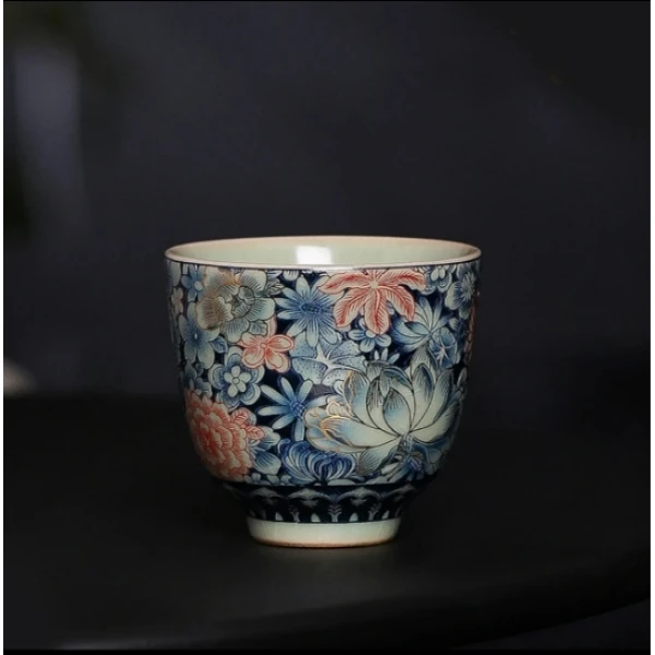 DD-G1230-汝窑繁花似锦客杯JLT