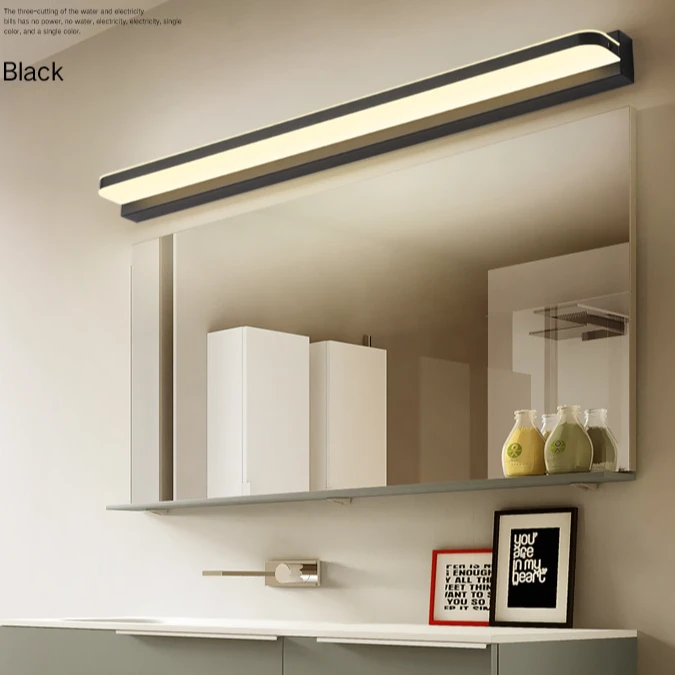 浴室不锈钢镜前灯卫生间化妆灯防潮防雾简约亚克力镜子灯长条壁灯