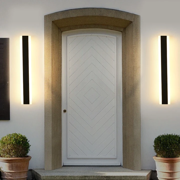 户外防水壁灯室外长条线条灯别墅庭院极简外墙洗墙灯一字墙灯简约