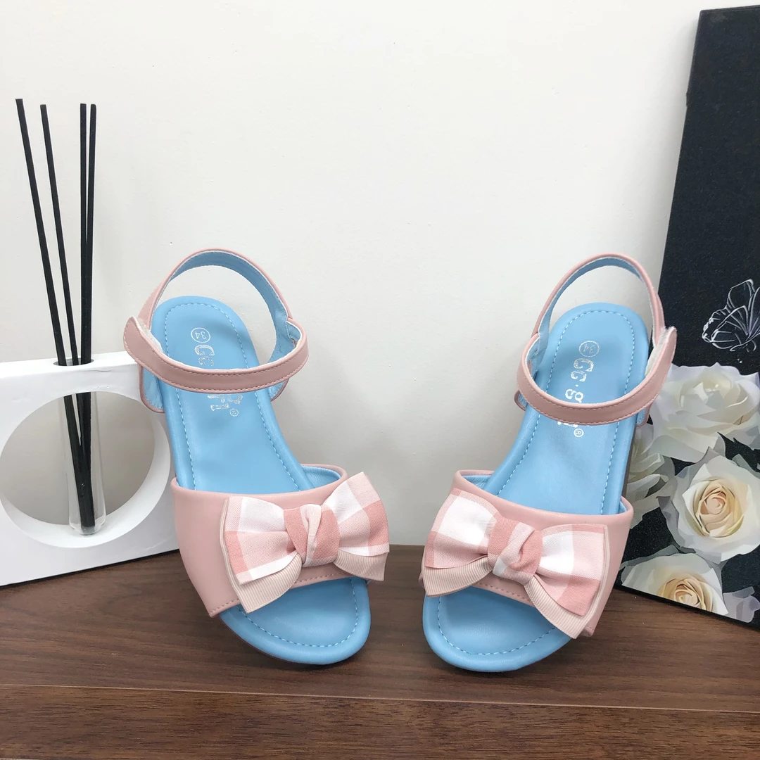 8868-20女童凉鞋2022新款中大童女孩防滑软底蝴蝶结公主露趾凉鞋