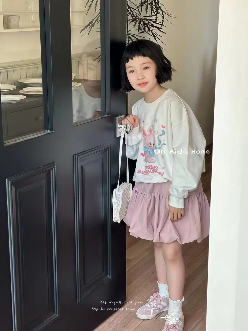 （实物为杏色）202【UN】女童时尚休闲半身裙-90179