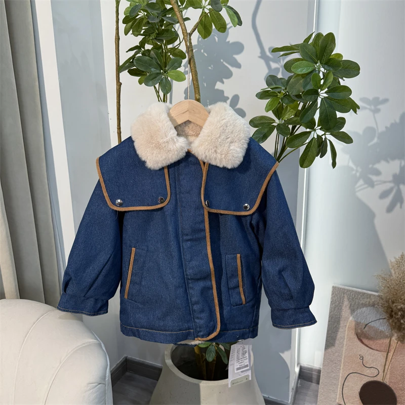 223儿童时尚休闲加毛内胆牛仔外套-003