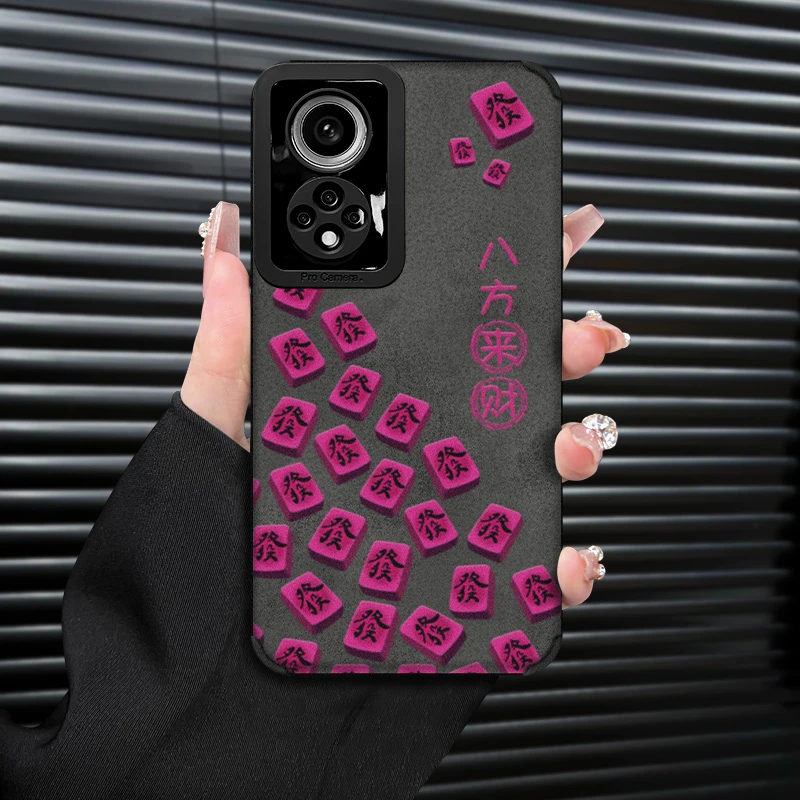 八方来财适用荣耀50/NOVA9手机壳创意高级个性复古皮质防摔全包