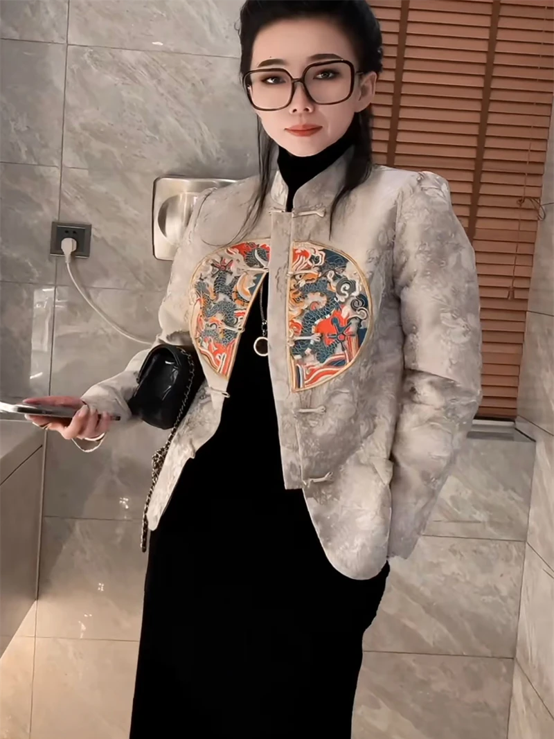 网红爆款新中式国风上衣女2024早秋新款气质时尚立领盘扣长袖衬衫