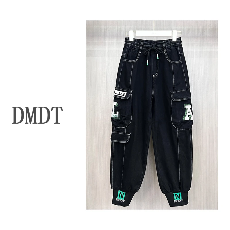 【DMDT潮牌】 重工亮片字母刺绣百搭显瘦女潮时尚休闲牛仔裤23C1351