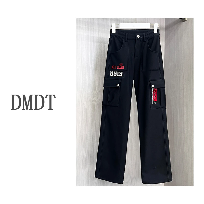 【DMDT潮牌】重工刺绣印花加绒休闲加厚潮工装裤D23120