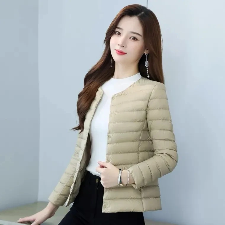白鸭鸭羽绒棉服女轻薄短款内穿小棉袄保暖无领内胆洋气丝棉秋冬女