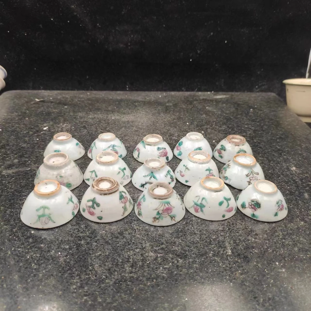 四季花杯粉彩功夫茶杯古代茶具小酒杯清仓老物件陶瓷中式复古手工