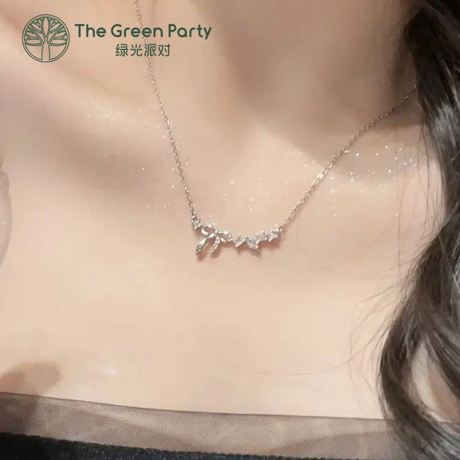 TheGreenParty镀真金项链  网红风蝴蝶结项链吊坠