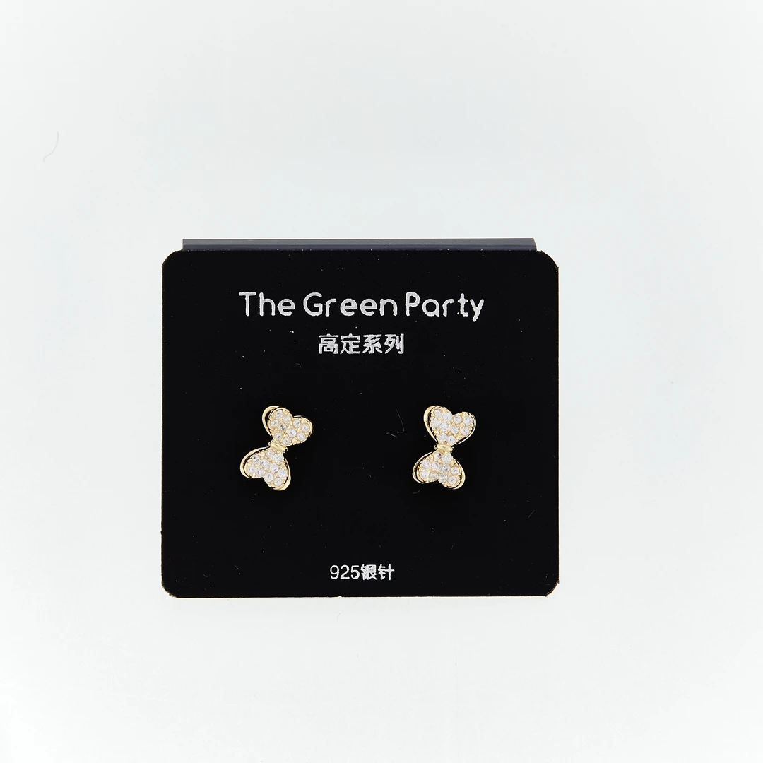 TheGreenParty高定系925银针双层蝴蝶结耳钉耳环耳饰