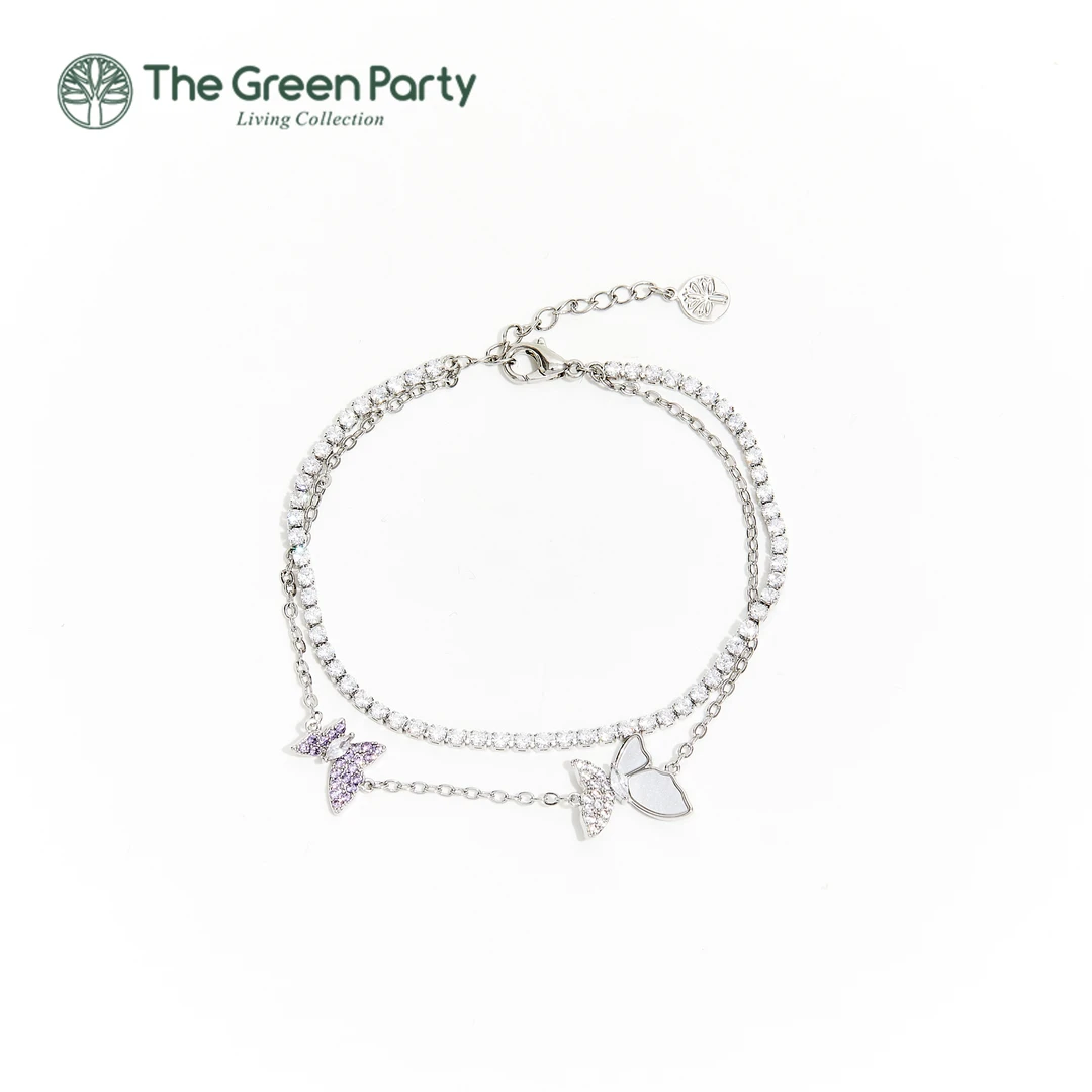 TheGreenParty镀真金 爆款夜巴黎蝴蝶双层手链
