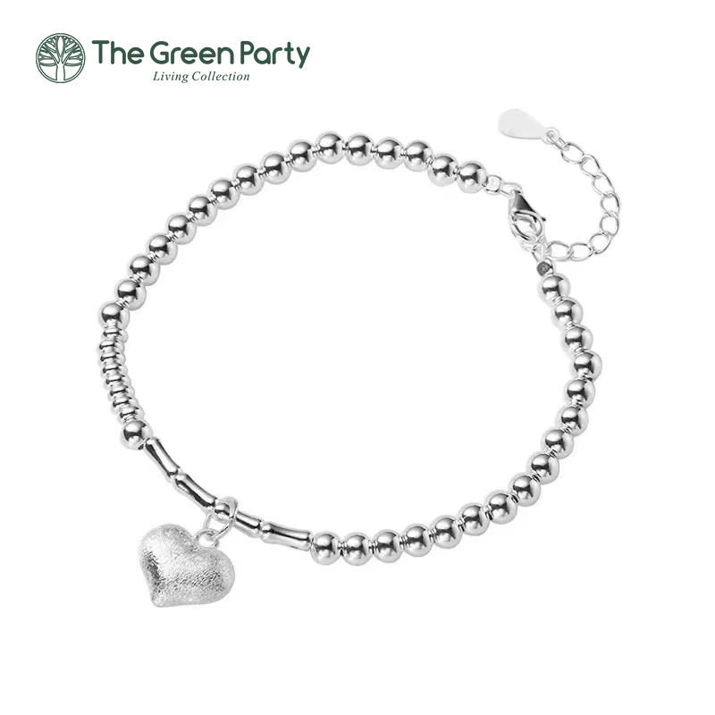 TheGreenParty镀真金时尚爱心银色手链