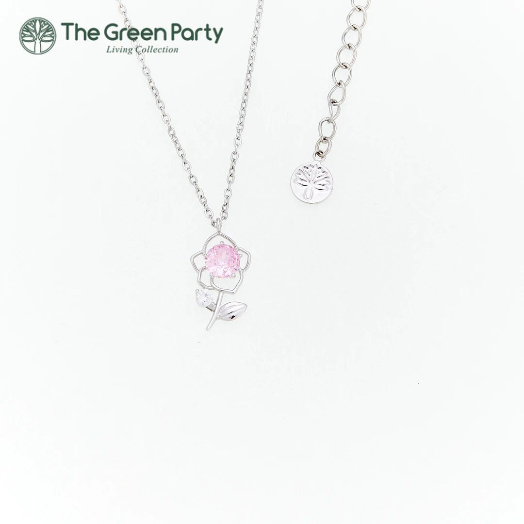 TheGreenParty925纯银项链带证书【繁花似锦】  镶钻花朵