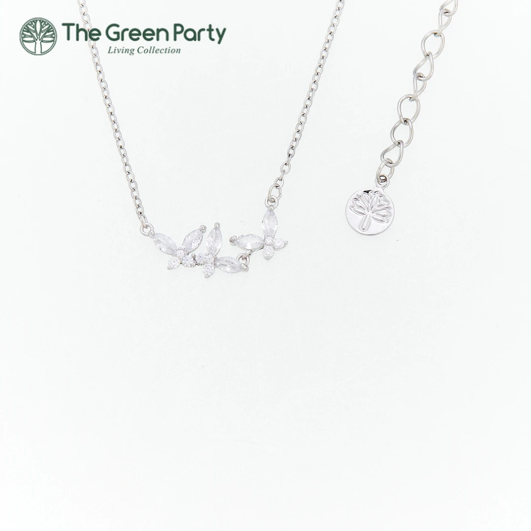 TheGreenParty925纯银项链带证书【蝴蝶庄园  】三只蝴蝶