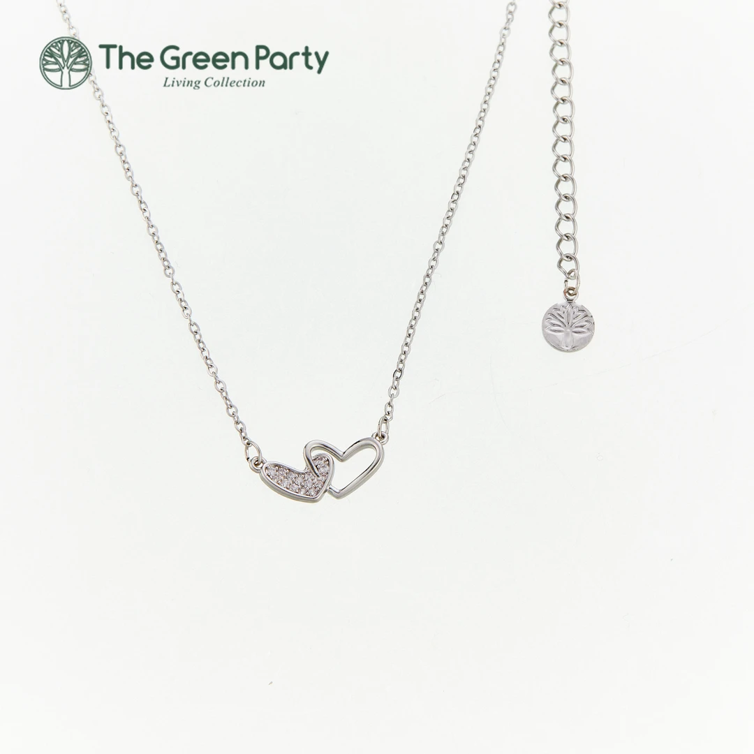TheGreenParty镀真金项链 爱心轻奢带锆钻项链吊坠