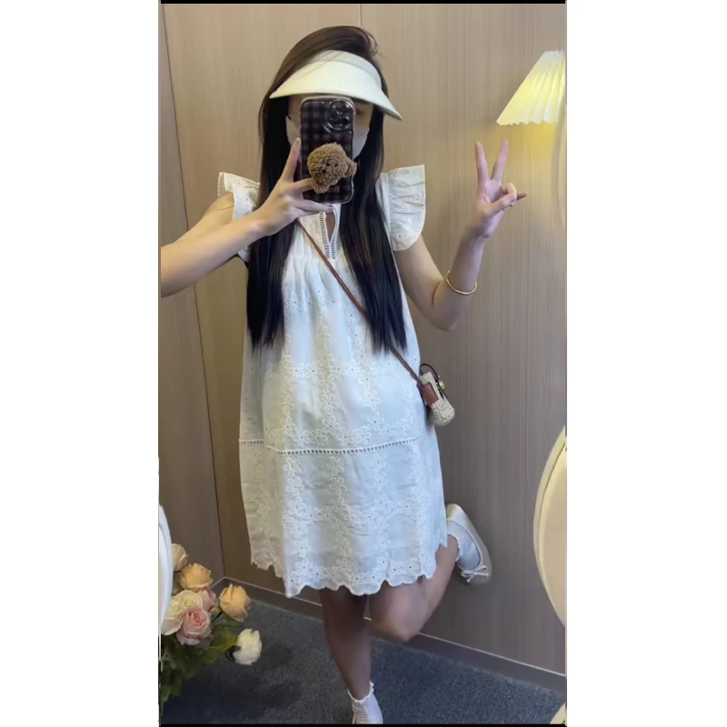 小个子网红夏季新款甜美风小飞袖孕妇连衣裙清纯少女